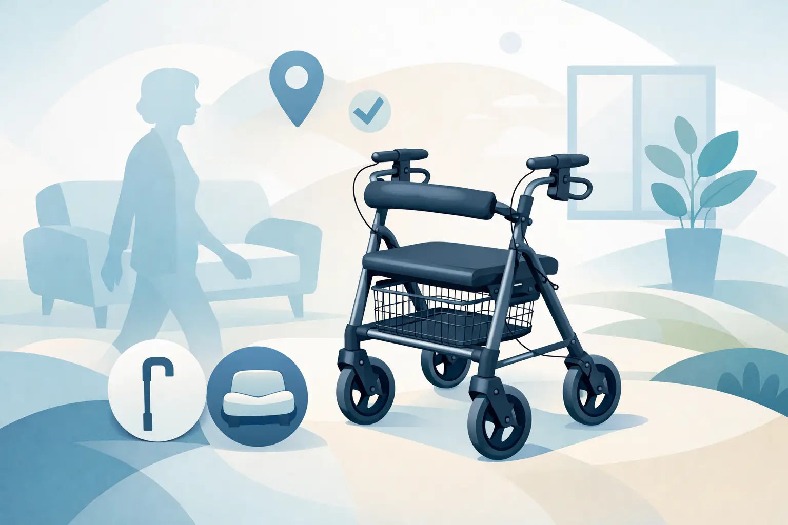 Vælg den rette rollator med sæde og kurv